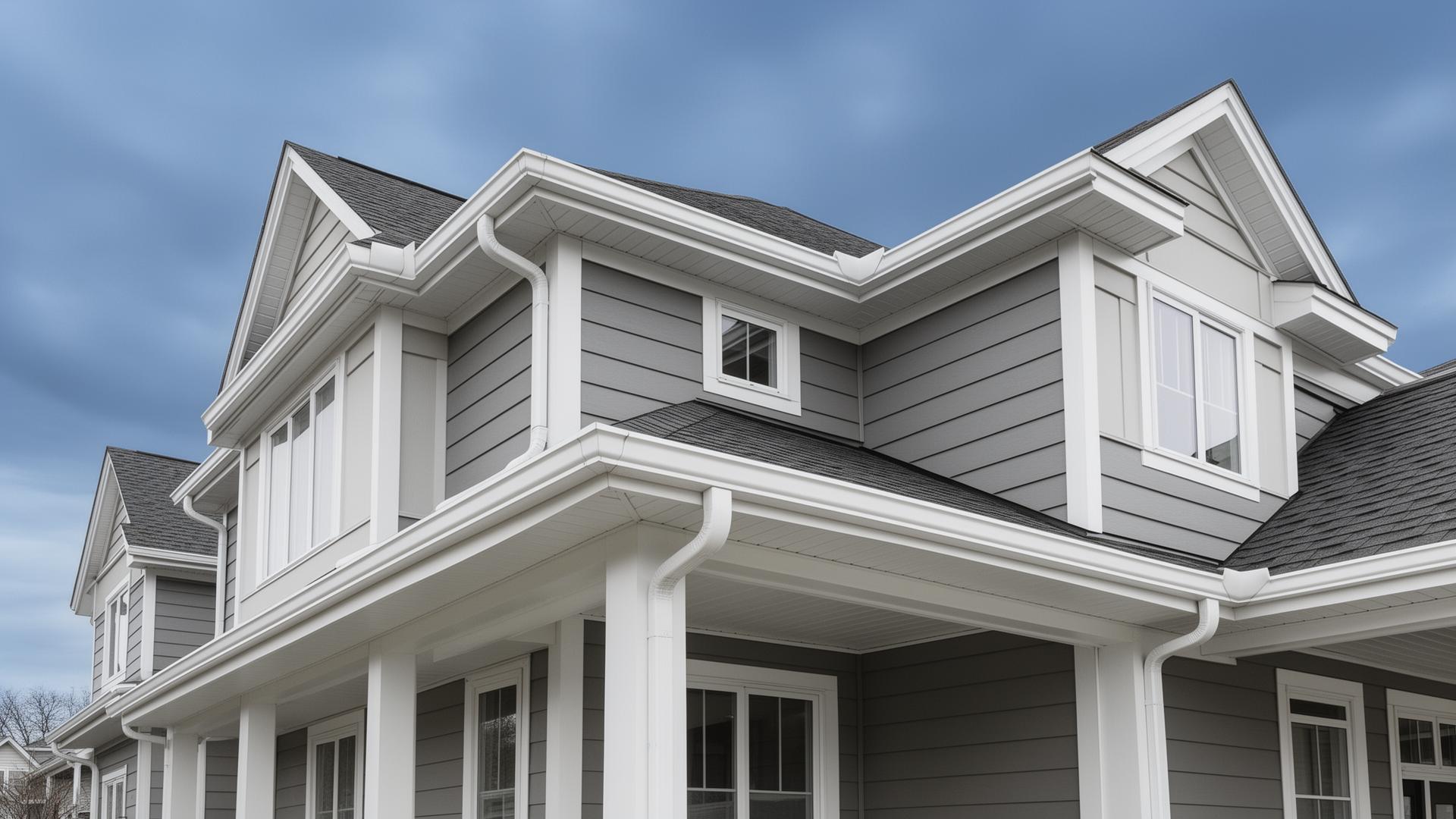 Home with seamless gutters and soffit